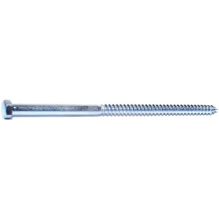 Lag Screw, #0, 8 In, Zinc Plated Hex